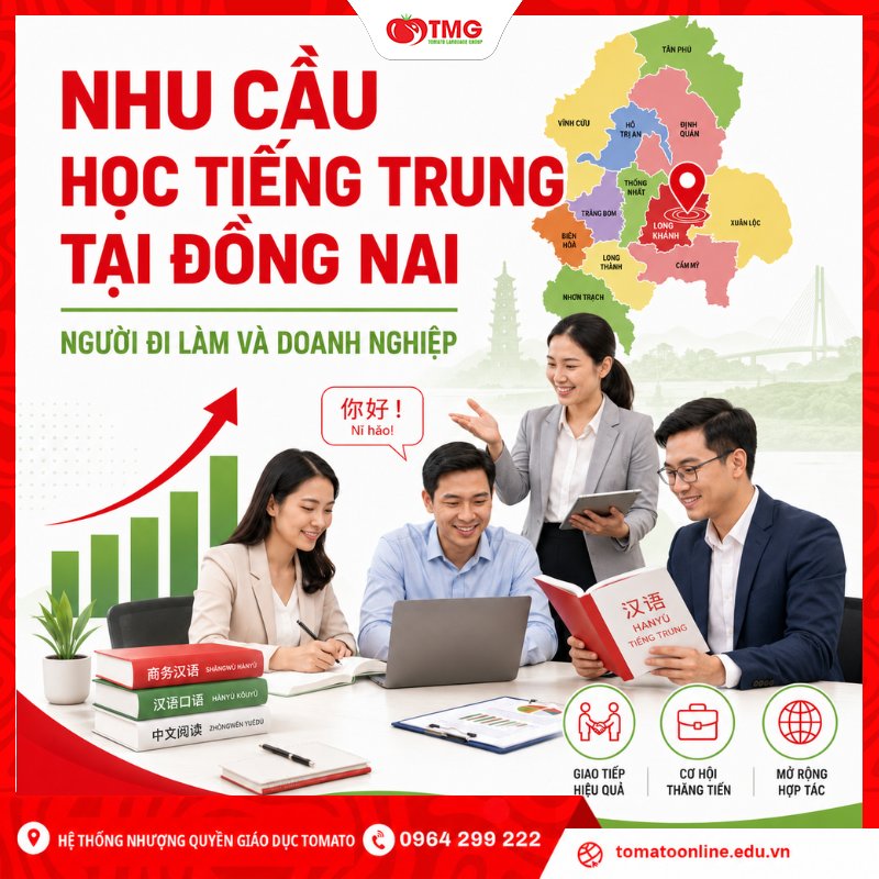 Đồng Nai có nhu cầu học tiếng Trung từ người đi làm và doanh nghiệp